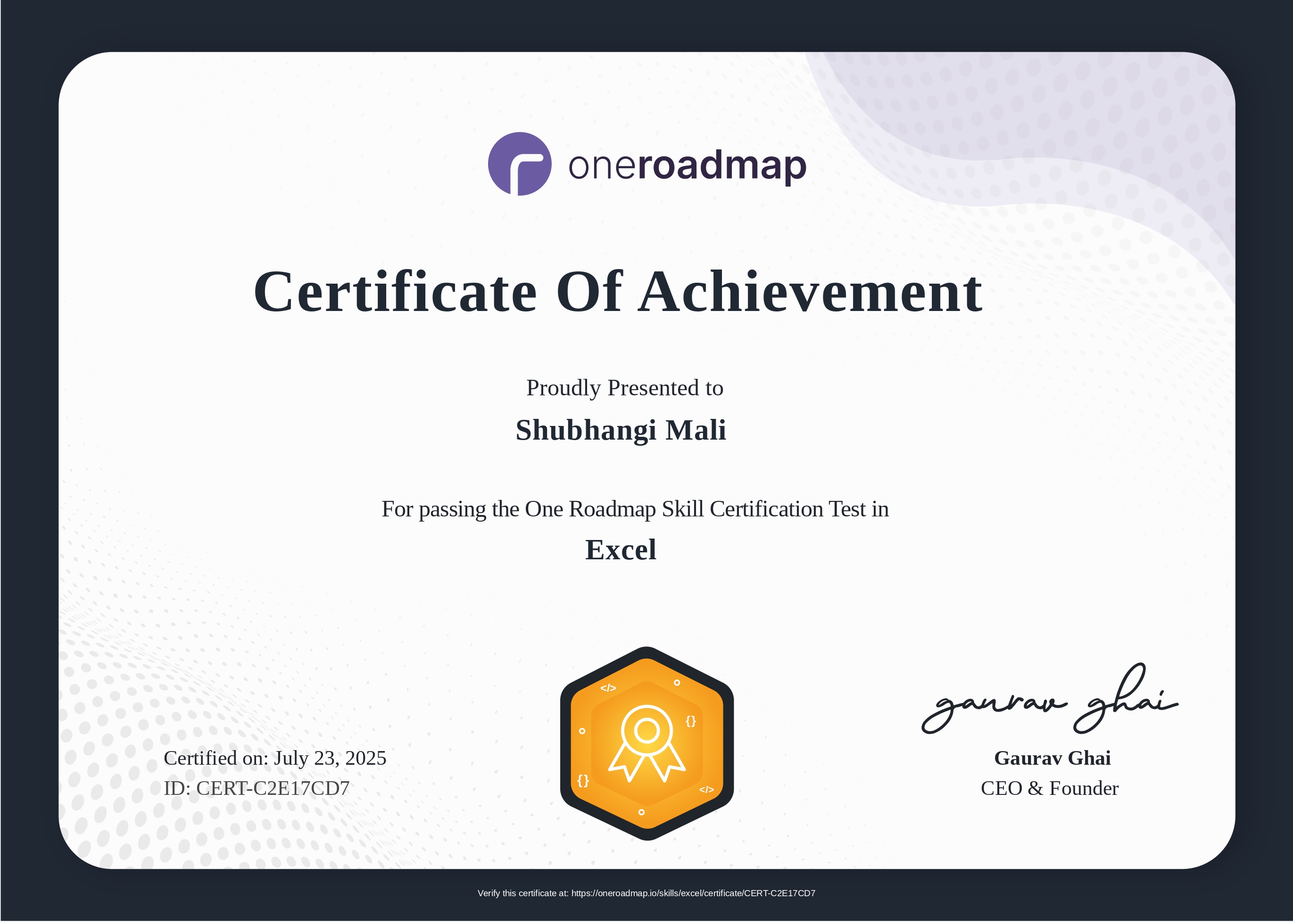 Excel - OneRoadMap